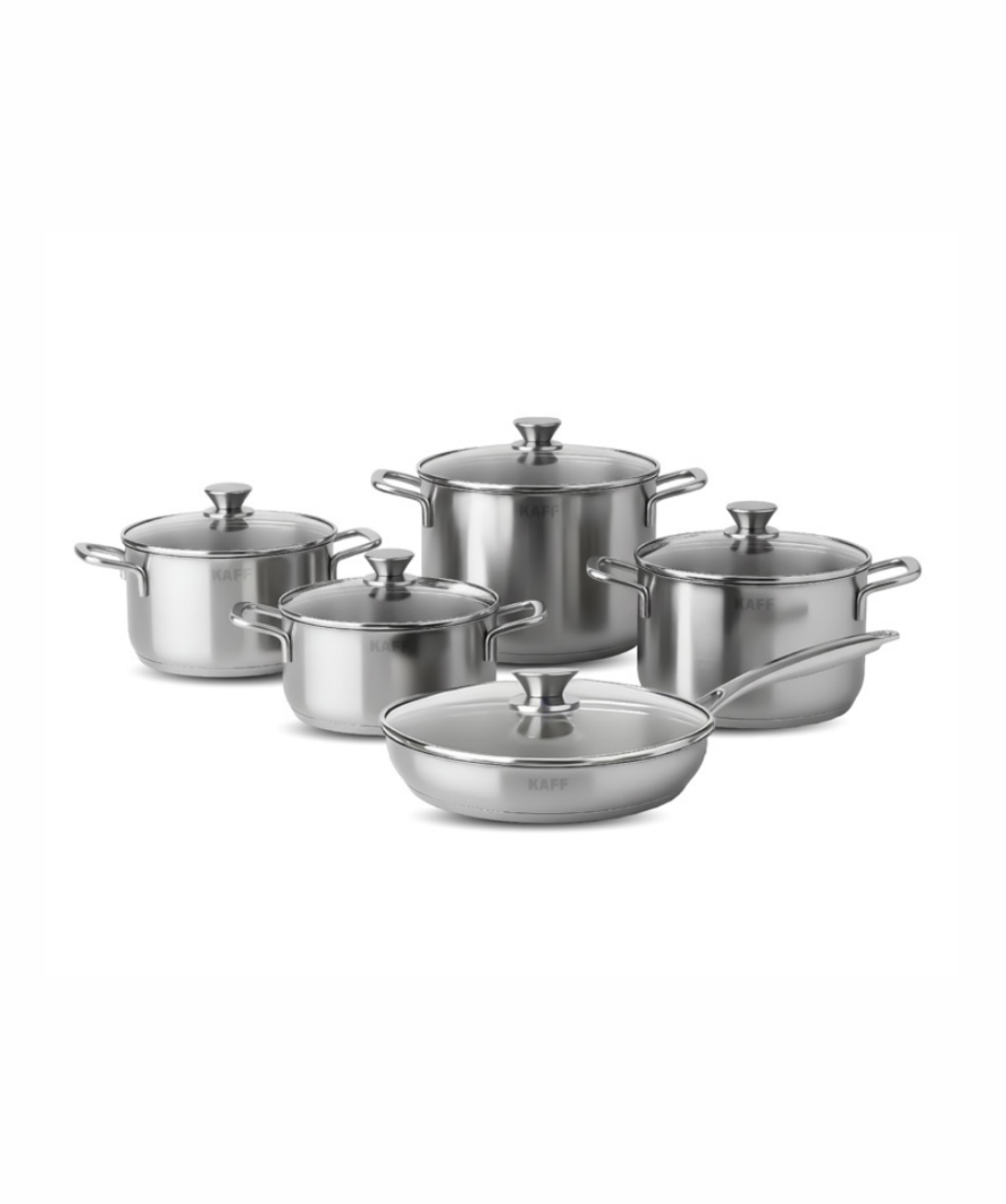Bộ Nồi Inox KAFF KF-ST005FR – 5 Món 10 Thứ, Đáy 5 Lớp