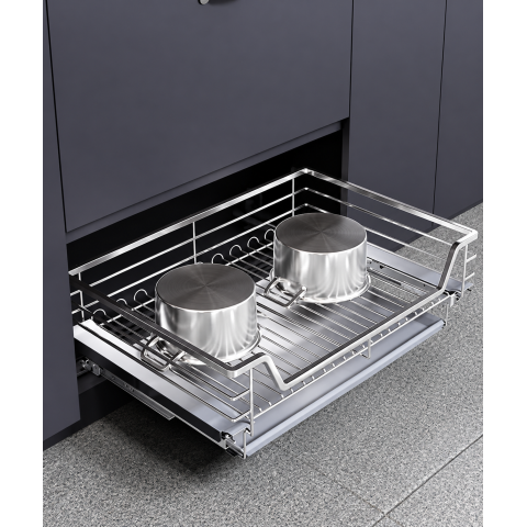Kệ Đựng Xoong Nồi Nan Vuông Inox SUS304 Xước Mờ GROB