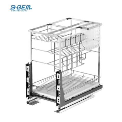 KỆ DAO THỚT NAN DẸT INOX 304 RAY GIẢM CHẤN BGKDT02