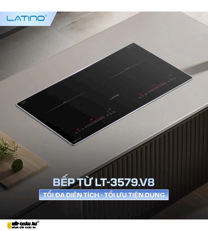 Bếp Điện Từ Latino LT-3579.V8 – 2 Vùng Nấu Booster 2400W, Mặt Kính Euro Platinum