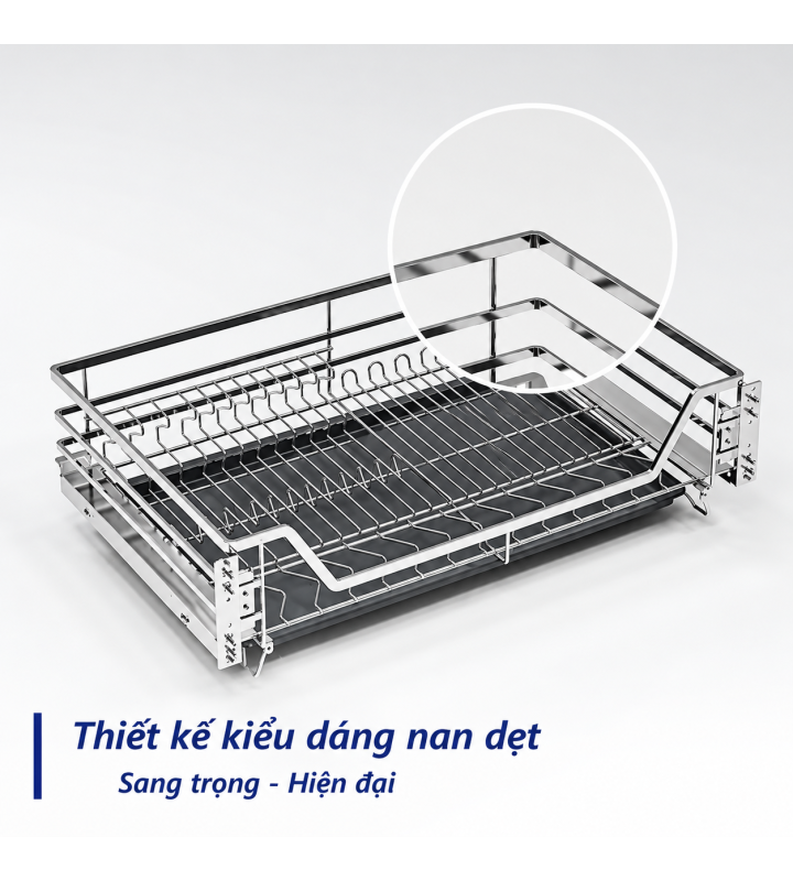Giá Xoong Nồi, Bát Đĩa Nan Dẹt Đa Năng EUROGOLD Inox 304 – Gắn Cánh Âm Tủ