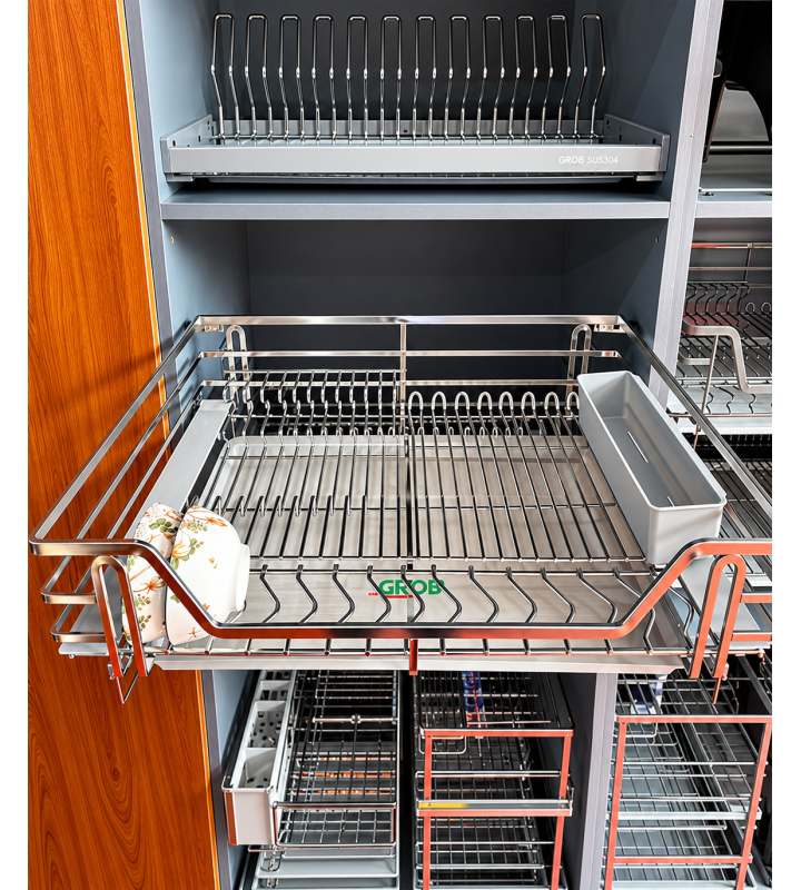 Kệ Đựng Bát Đĩa Mix Oval Inox 304 GROB