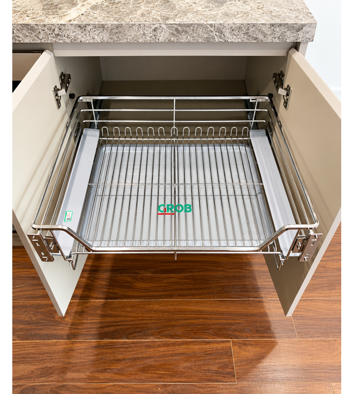 Kệ Đựng Xoong Nồi Nan Vuông Inox SUS304 Xước Mờ GROB