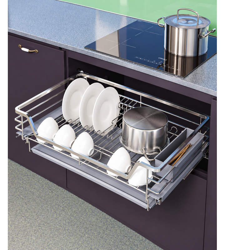 KỆ ĐỰNG BÁT ĐĨA NAN VUÔNG INOX XƯỚC MỜ SUS304