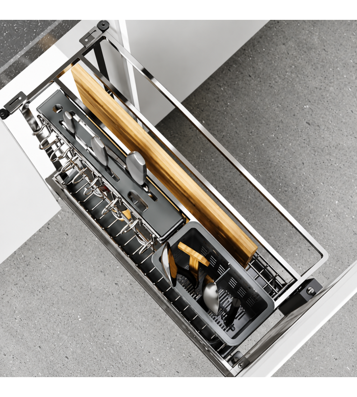 Giá Dao Thớt Nan Dẹt Inox Mờ EUROGOLD 304 – Hệ Dẫn Hướng Chống Rung