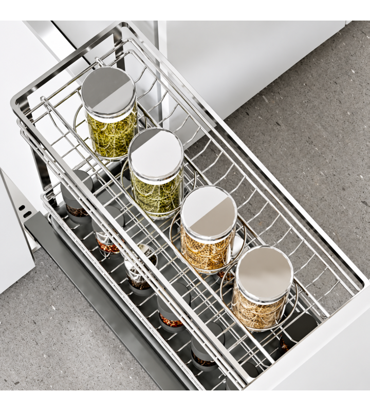 Giá Gia Vị Inox Nan Dẹt EUROGOLD EP046 – Ray Giảm Chấn, Khung Inox 304, Chống Rung
