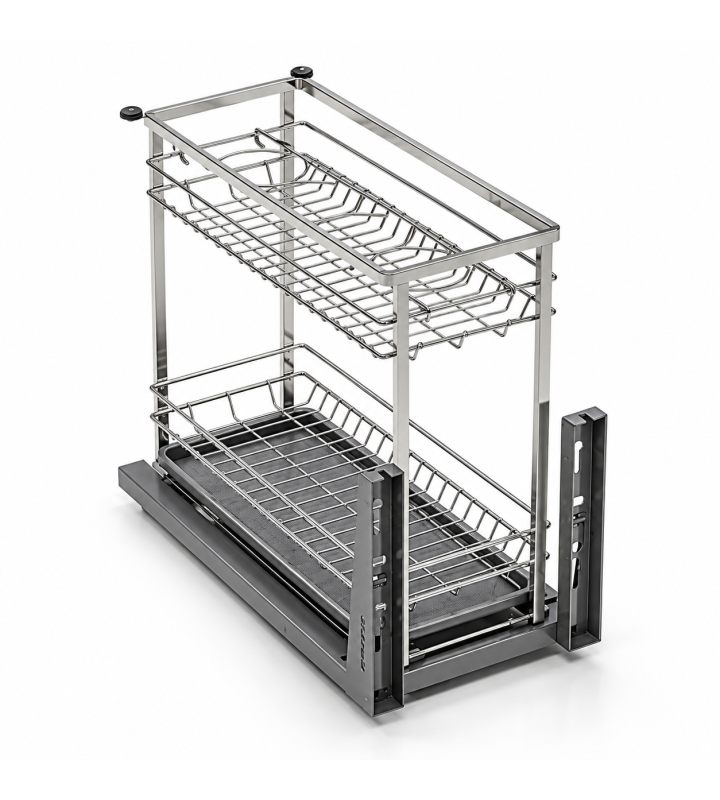 Giá Gia Vị Inox Nan Dẹt EUROGOLD EP046 – Ray Giảm Chấn, Khung Inox 304, Chống Rung