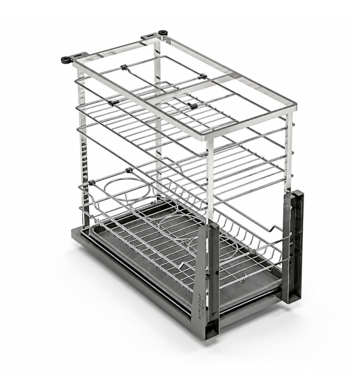 Giá Gia Vị Inox Nan Dẹt EUROGOLD EP046 – Ray Giảm Chấn, Khung Inox 304, Chống Rung