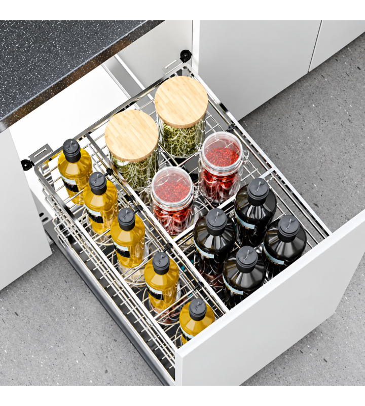 Giá Gia Vị Inox Nan Dẹt EUROGOLD EP046 – Ray Giảm Chấn, Khung Inox 304, Chống Rung