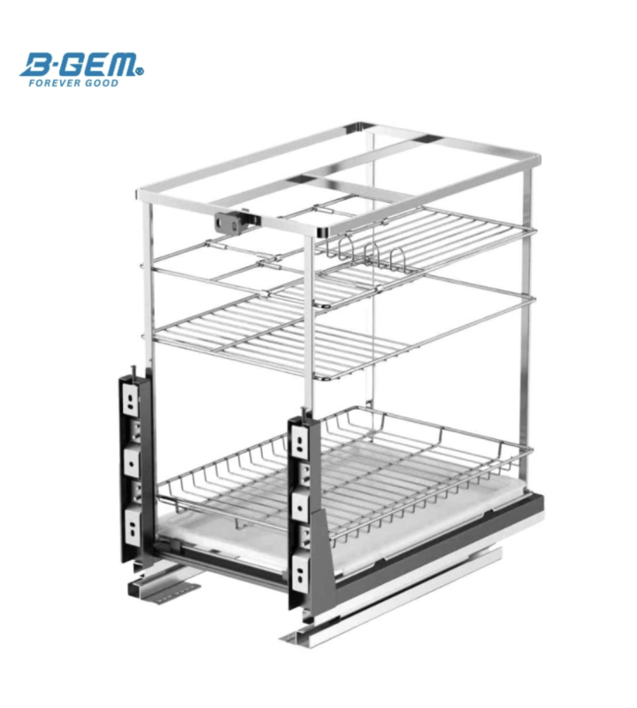KỆ GIA VỊ NAN DẸT INOX 304 RAY GIẢM CHẤN BGKGV01