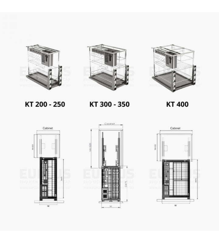 Giá dao thớt, chai lọ Euplus EV bề mặt điện hóa Inox 304