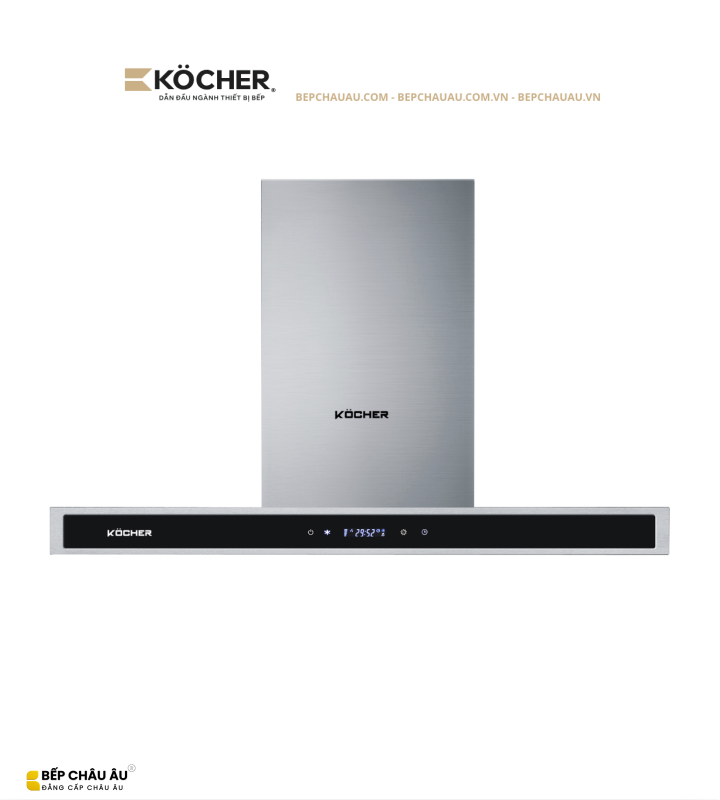 Máy Hút Mùi Kocher K-225D Chữ T 70/90cm – Hút 1800m³/h, Ultra Swing Siêu Êm, Made in Malaysia