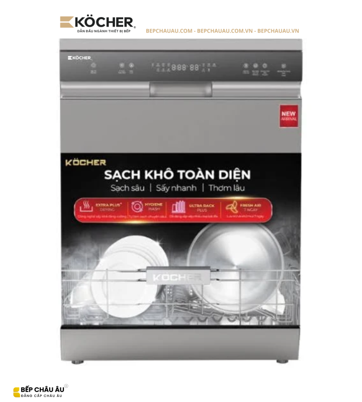 Máy Rửa Bát Köcher X15S 17 Bộ – Sấy Khô Extra Plus Drying, Fresh Air 7 Ngày, 3 Giàn Rửa